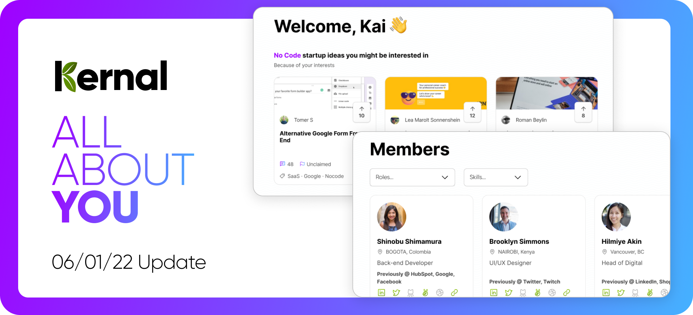 👉 New on Kernal: 'For You' page, Member Directory